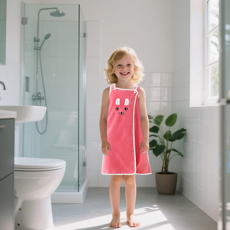 Kids Cartoon Rabbit Ears Bath Towel, Quick Drying Towel, Quick Absorbent Soft Skin-Friendly Design, Easy Wear & Remove, Perfect for Swimming Pool Beach Home Use