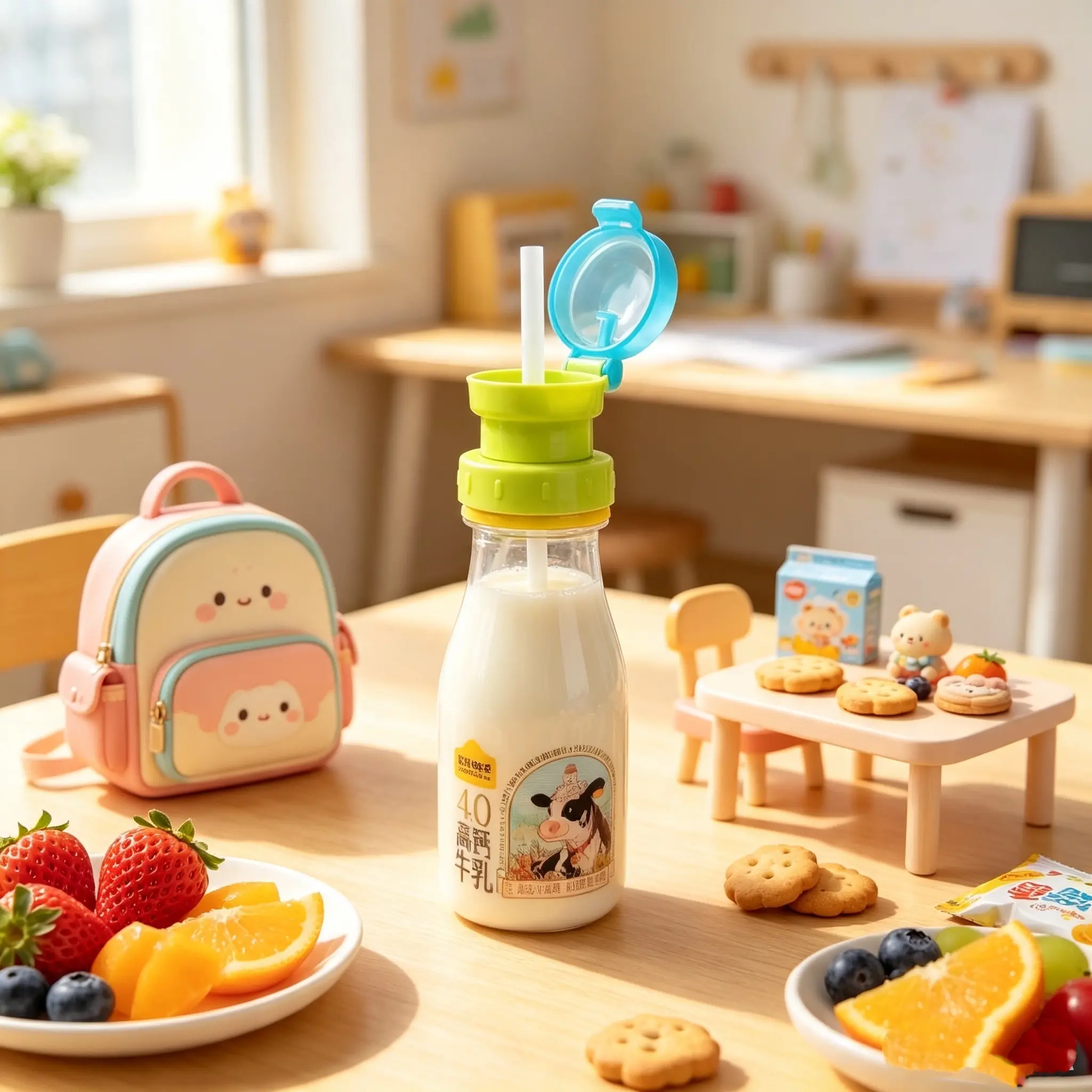 3-in-1 Bottle Straw Adapter for Kids, Anti-Spill Drink Converter Cap for Mineral Water & Fresh Milk Bottles, Portable Children Travel Drinking Accessory