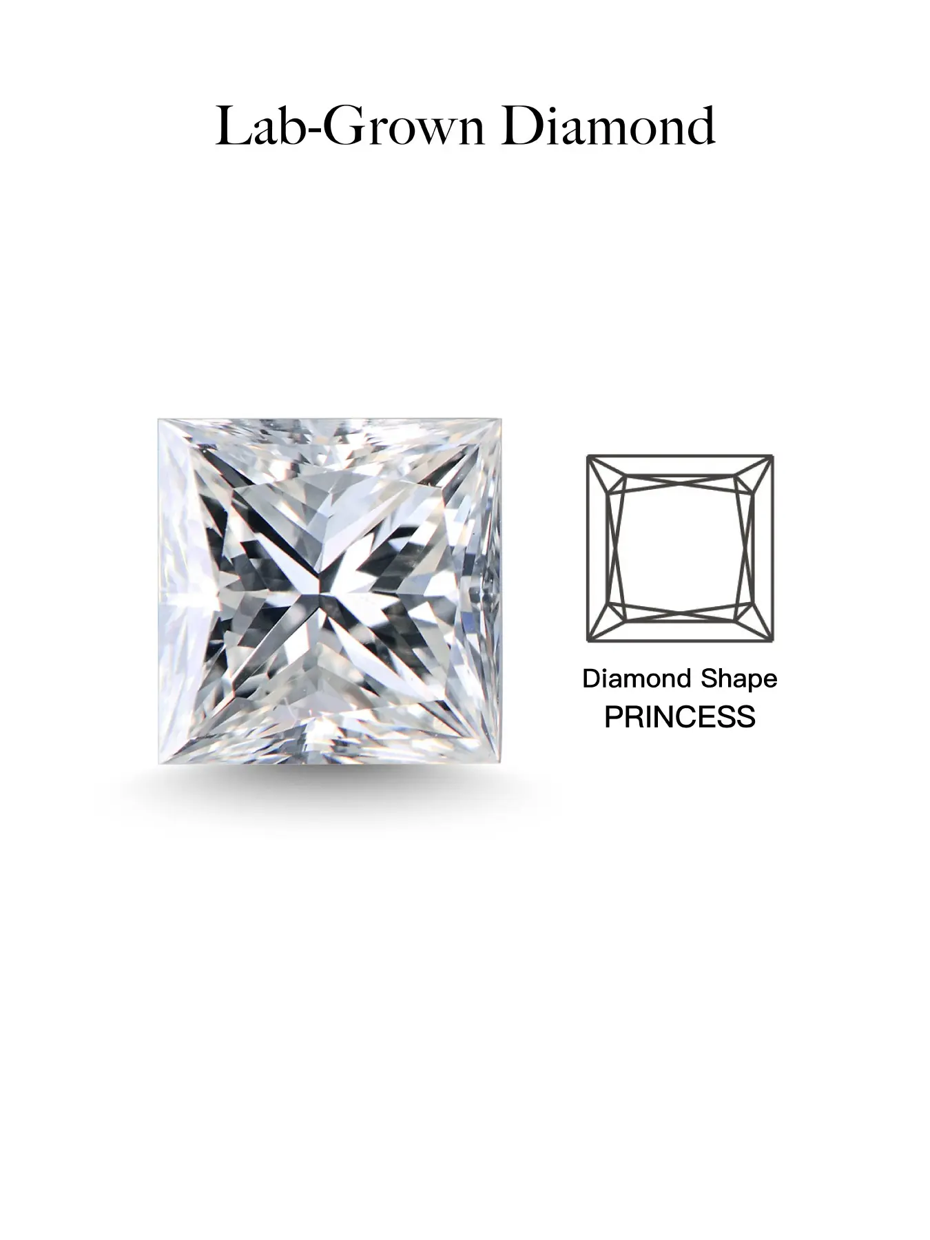 Lab-Grown Diamond Raw Stone, D Color Vs Clarity Princess Cut, Igi Certificate, Elegant Engagement Ring, Perfect Gift for Birthdays and Anniversaries