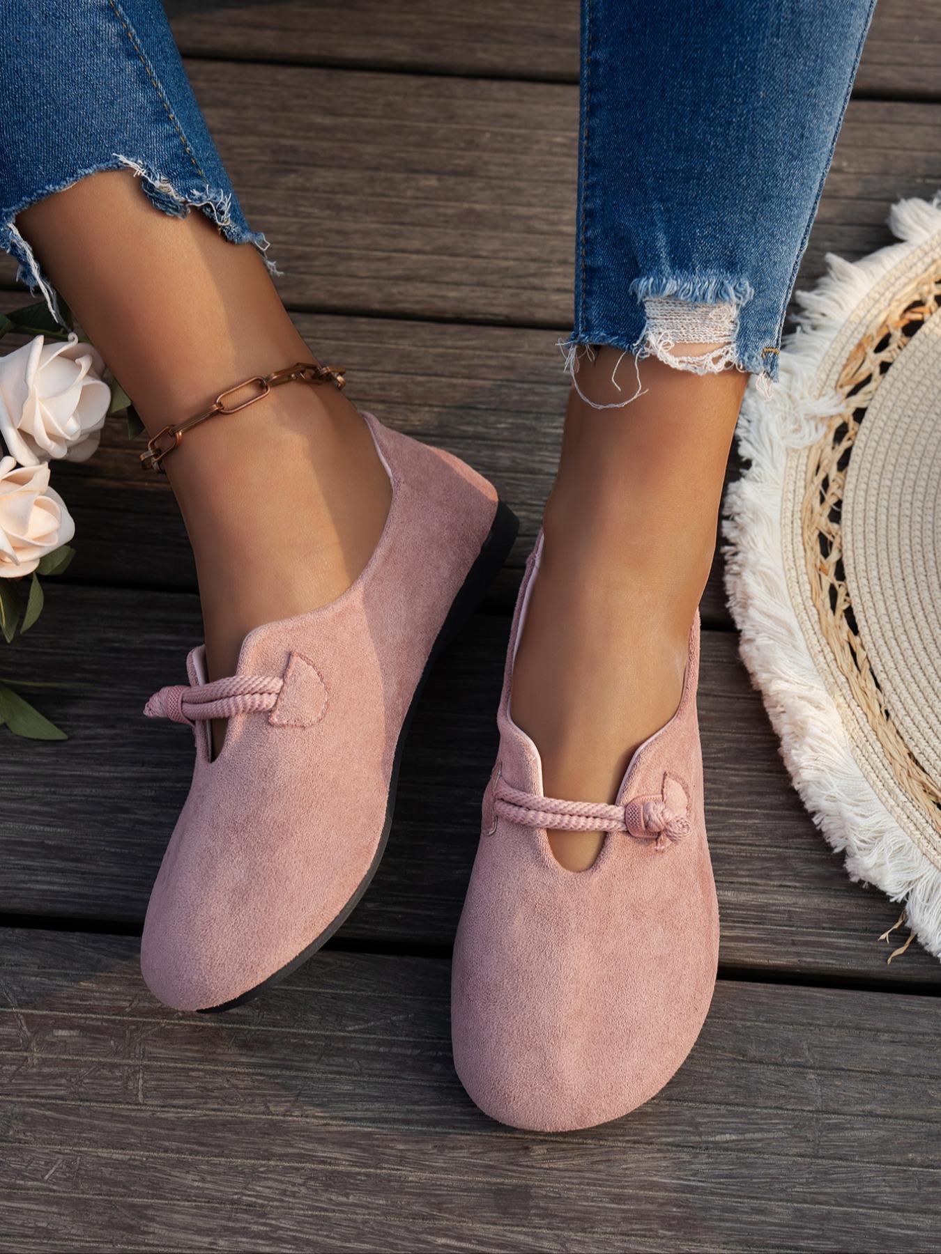 Women's Solid Color Flats, Casual Comfortable Flat Shoes for Daily Wear, Lightweight Breathable Shoes for Women & Girls