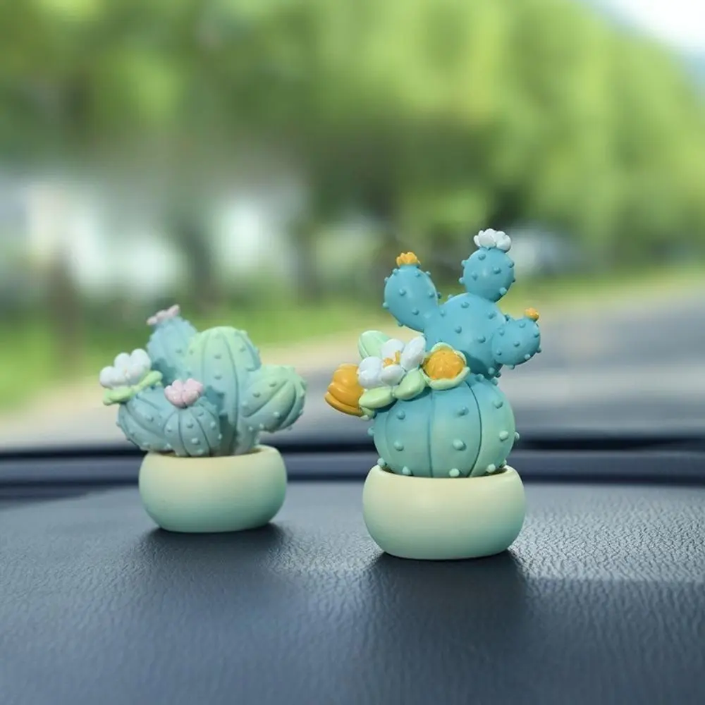Minimalist Resin Artificial Cactus Figurine Bag Charm - Pre-Assembled, Non-Slip Car Accessory, Decorative Office Desk/Console Decor, Thoughtful Home Decor Gift for Cars, Office Desks
