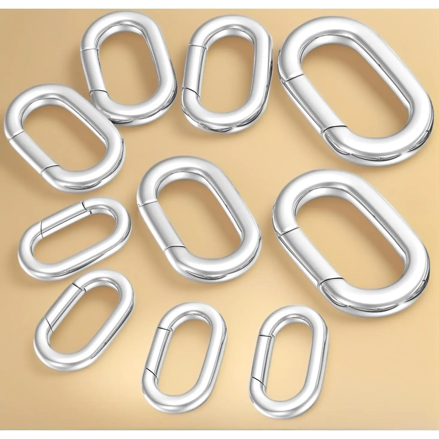 10Pcs Tiny Oval Carabiner Spring Ring Clasps, Necklace Bracelet Charm Enhancer Connector Clips for Handmade Jewelry Making