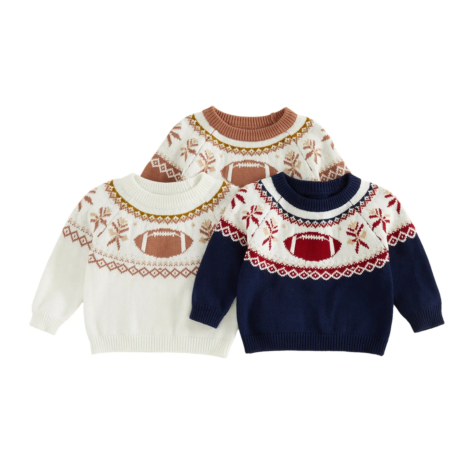 Toddler Baby Little Boy Football Sweater Casual Long Sleeve Knitted Pullover Tops for Winter Fall 6M-4T