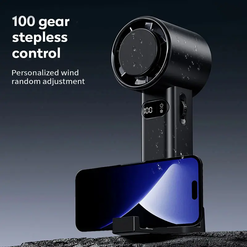 Portable Turbo Fan, 100-Speed Handheld Fan with 4800mAh Rechargeable Battery, USB Personal Fan for Travel, Camping, Car, Office and Outdoor Use