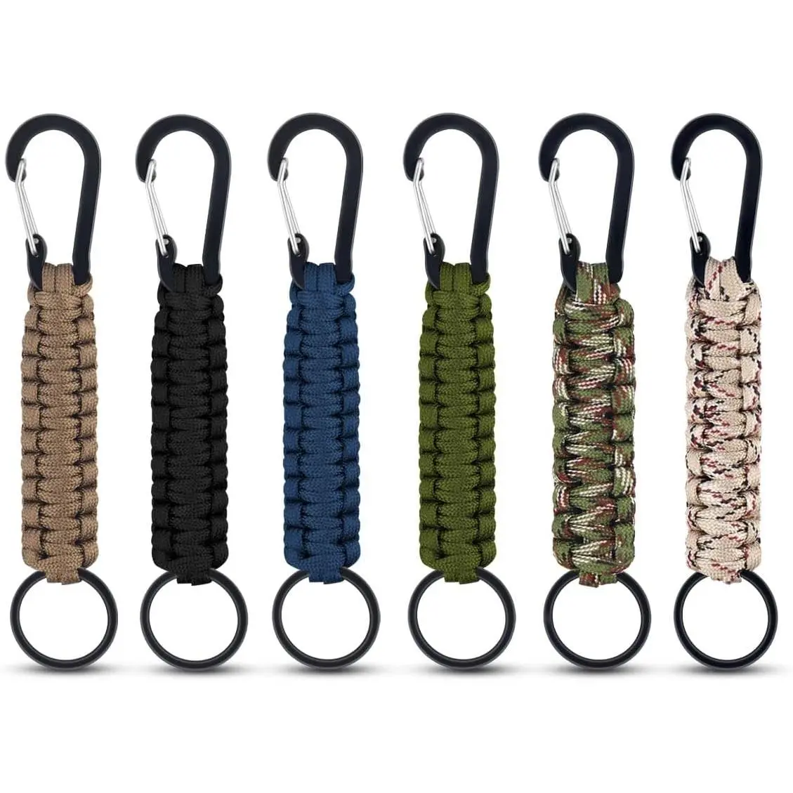 6 Pack Paracord  with Carabiner Braided Lanyard Key Chain Paracord Carabiner Clip for  Backpack Paracord  Ring for Men Women Heavy Duty Hook for Outdoor  Camping Hiking