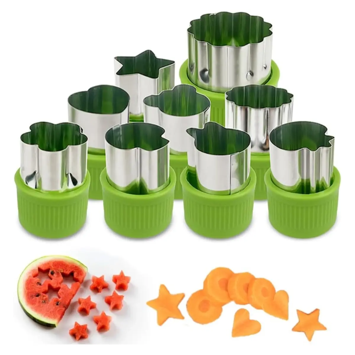 TikTok Bento Lunch Must Haves | 9PCS Kids Sandwich and Cookie Cutter Utensils Set, Stainless Steel Fruit Veggie Cutters for Picky Eaters, Fun School Lunch Box DIY Bakeware, Baking Supplies