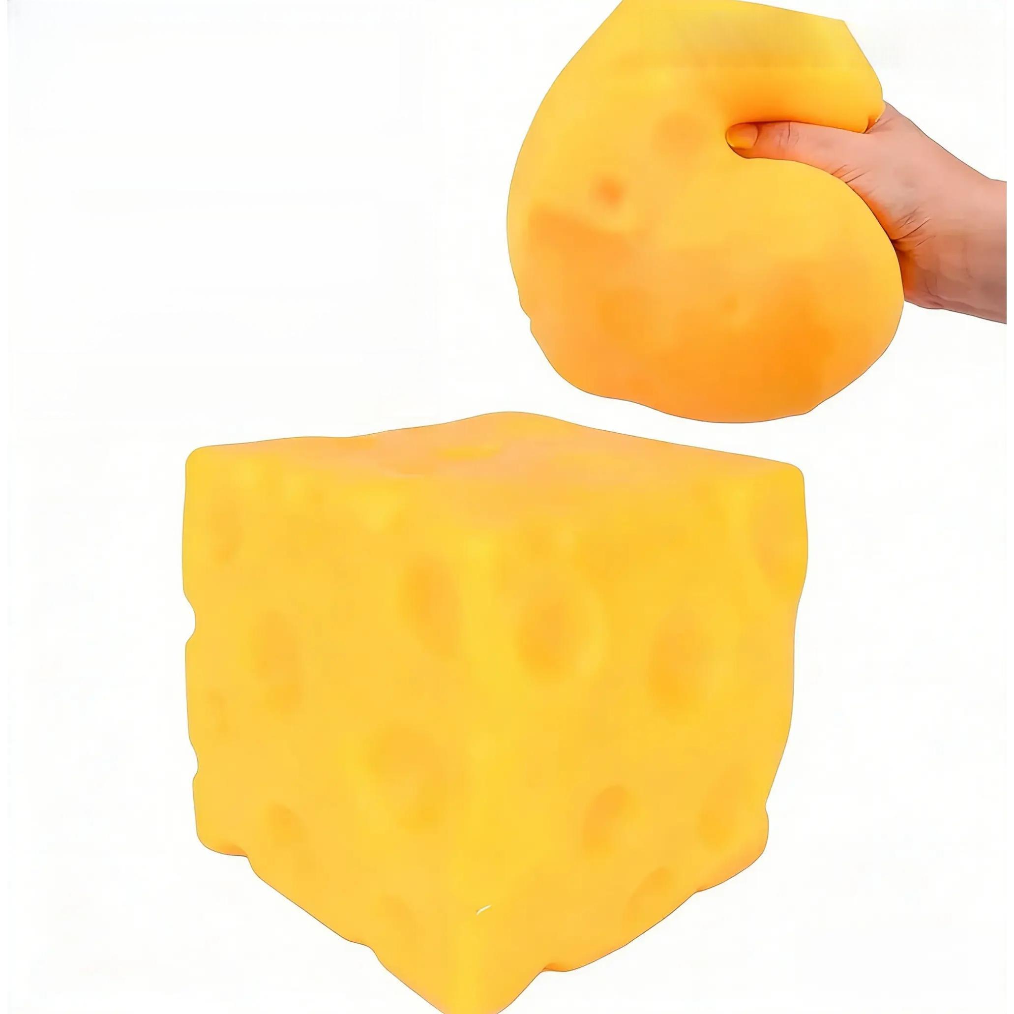 Yellow Cheese Squishy Block - Moldable Stress Relieving Accessory, Squeeze Feature Fidget Toy for Sports & Outdoor Agility Training, Relaxation