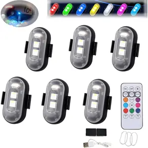 Summer LED Lights for Car, Remote Control Strobe Light, Drone Strobe Light, LED Anti-Collision Lights for Car, Motorcycle, Drone, Bike (6pcs).