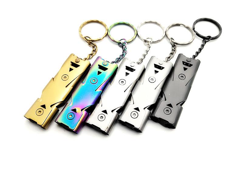 Survival whistle, double-barreled blast whistle Outdoor rescue whistle Stainless steel high-frequency earthquake rescue whistle high decibel