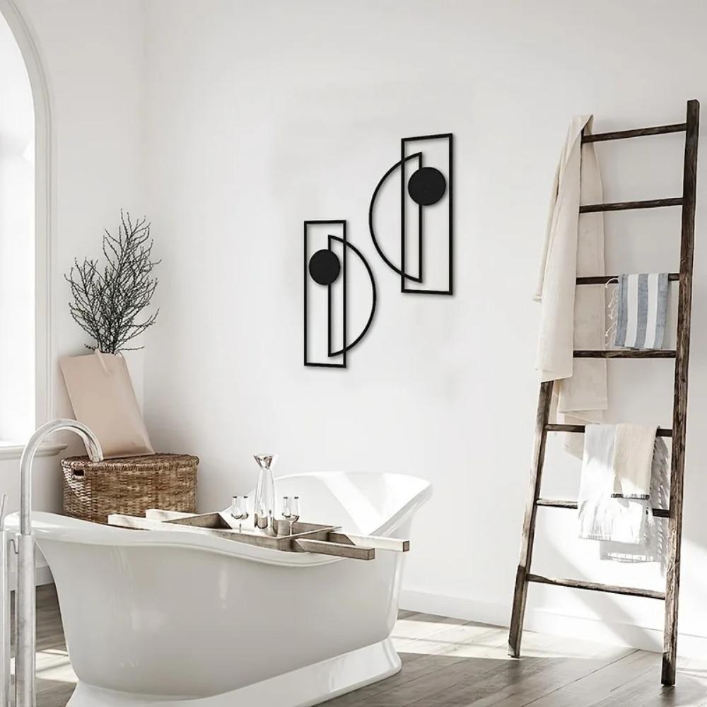 Geometric Line Pattern Wall Art, 2pcs/set Iron Wall Decor, Wall Art for Home Living Room Bedroom