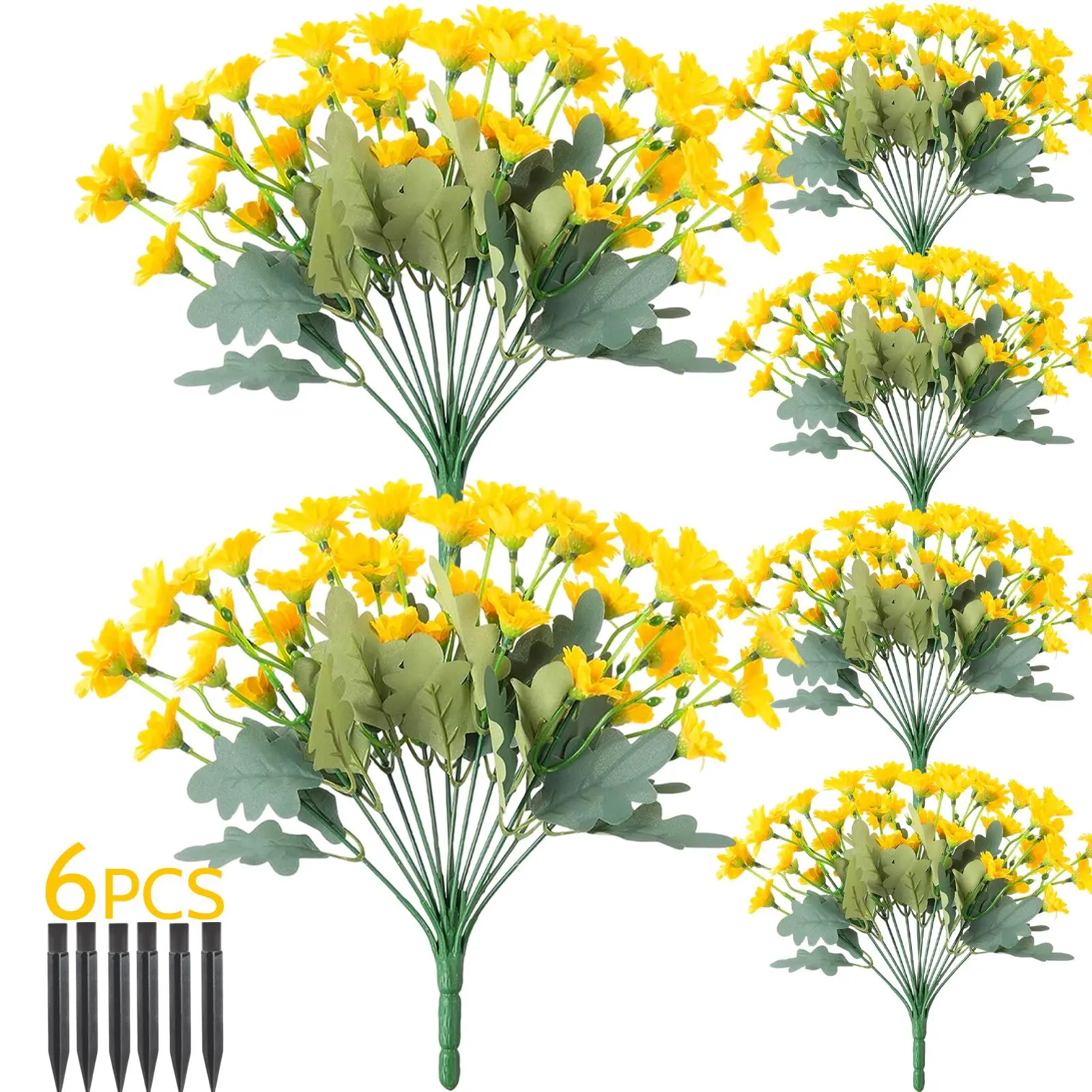 Fake Geraniums Artificial Flowers for Outdoors Winter Decoration, 6 Bundles Silk Geraniums UV Resistant Look Real Yellow Faux Flowers Plants for Front Door Garden Planter Patio Balcony Yard Home#HomeEssentials