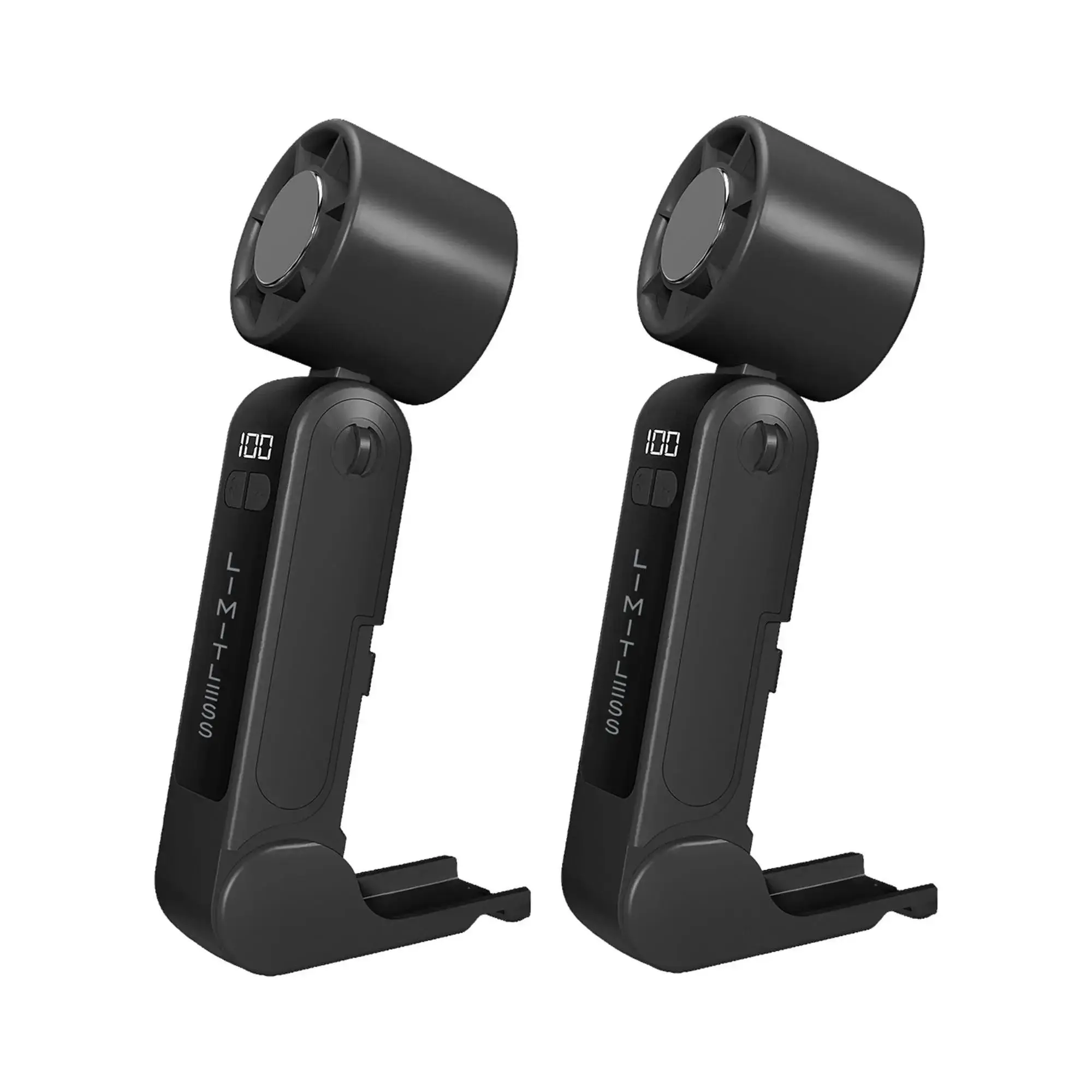 Limitless Set of 2 Handheld Fans with Cooling Plate & Lanyard