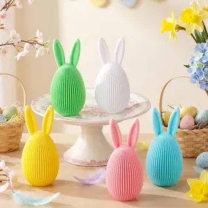 5 Pack Pastel Easter Bunny Table Decorations  Spring Tiered Tray Centerpieces Easter Bunny Figurines Colorful Egg  Tabletop Decor for Living Room  Office Party