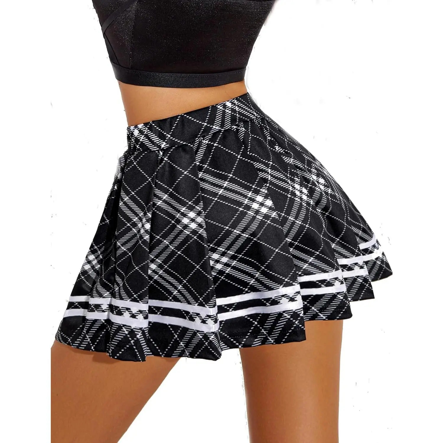 Womens Pleated Skirt School Uniform Skirt Mini Skirt Pleated Cheer Skirt