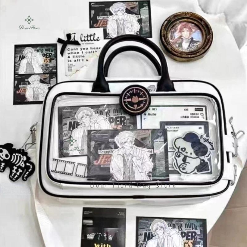 Y2K Cute Lolita Ita Bag Kawaii Girls Transparent Messenger Bag Large Capacity Shoulder Crossbody Bag DIY Display Casual Handbags