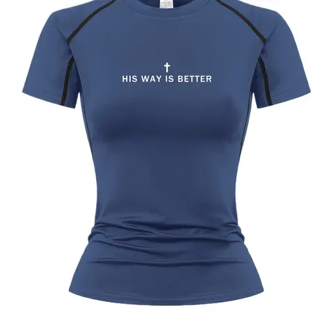 Women's Short Sleeve Sporty Top, Summer Quick-Dry Breathable Stretch Gym Wear, Workout Tee, Yoga Running Fitness Training Shirt, Casual Style, Dry Fit Shirts