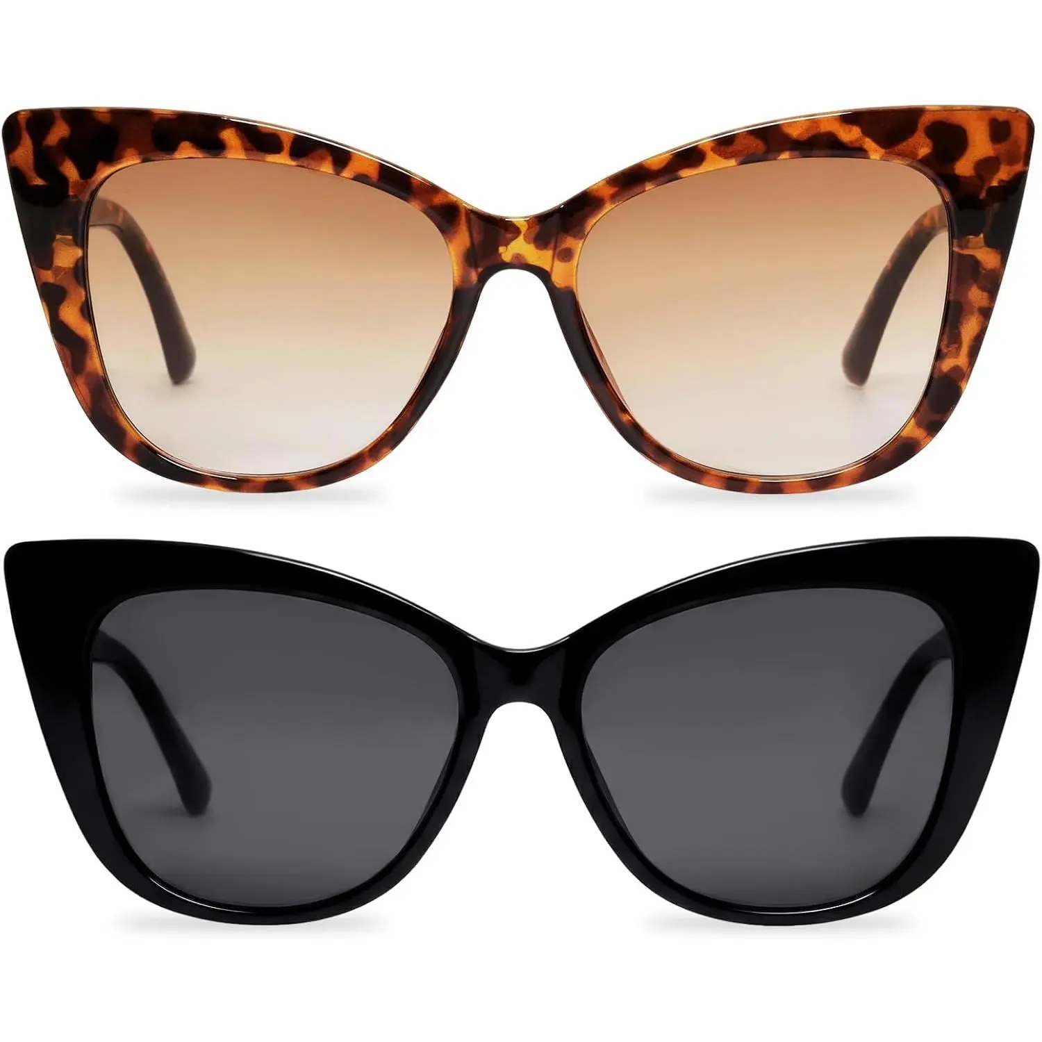 2 count  Eye Sunglasses for Women Men Retro Cateye Frame  Square Fashion Cateye Sunglasses