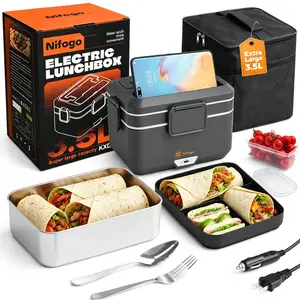 Lunch Box Electric Food Warmer, Large Capacity 304 Stainless Steel, Portable Lunch Bag for Working Men Truck Drivers, Loncheras Electricas Portatiles