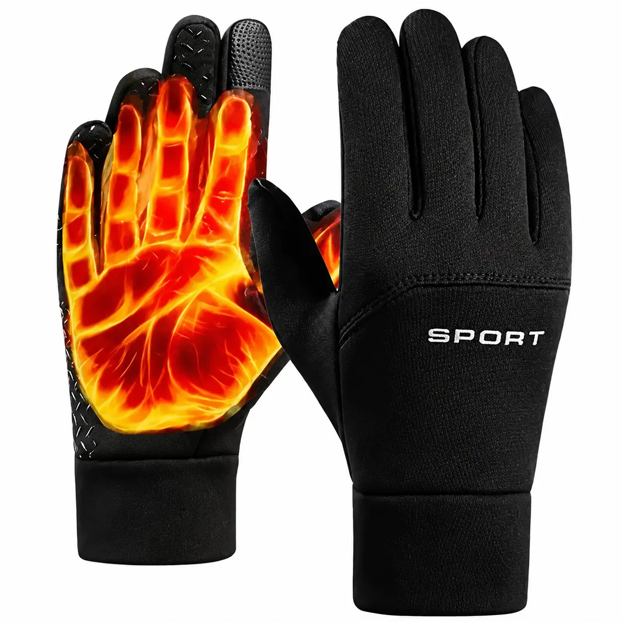 Premium All-Season Outdoor Performance Gloves for Cycling, Running, Hiking, and Skiing — Windproof, Waterproof, Breathable Fabric with Touchscreen-Compatible Fingertips, Ergonomic Fit, Adjustable Wrist Closure, and Durable Full-Finger Design in Classic Bl