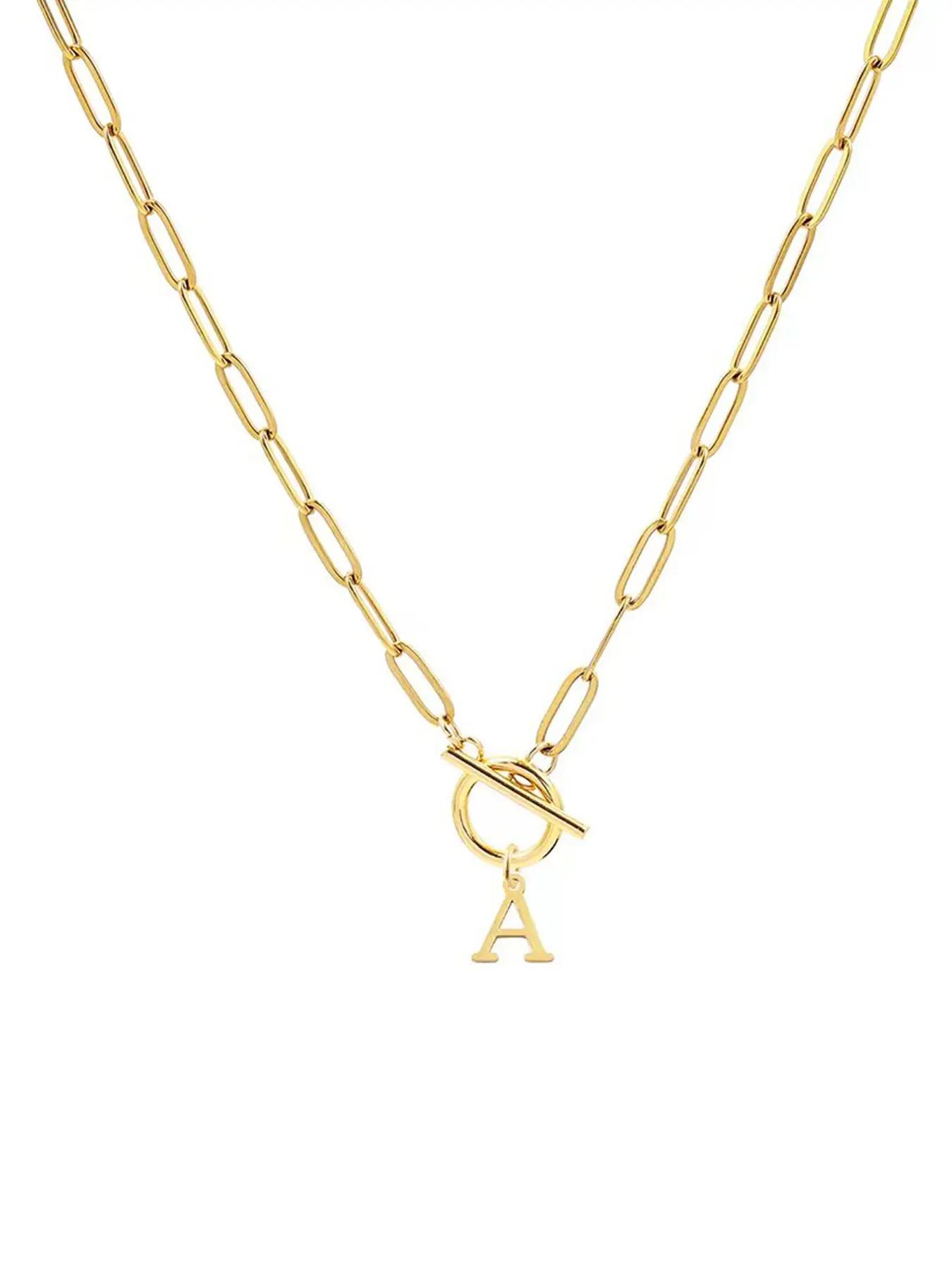 Letter Initial Pendant Necklace, Fashion OT Buckle Design Jewelry for Party, Daily Decor, Trendy All-match & Exquisite Jewelry for Birthday Gift, Exquisite Chain Jewelry, Letters Necklace