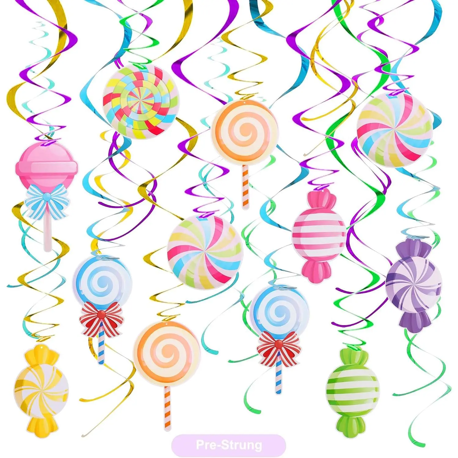 30 count Candyland Party Decorations Candy  Swirls  Ceiling Decorations for Candy Land Themed Birthday  Shower Party Supplies