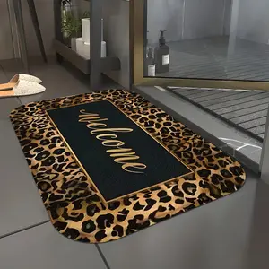 1pc Leopard Pattern Welcome Doormat for Indoor & Outdoor Use, Versatile Floor Mat for All Seasons, Ideal for Entryway & Bathroom