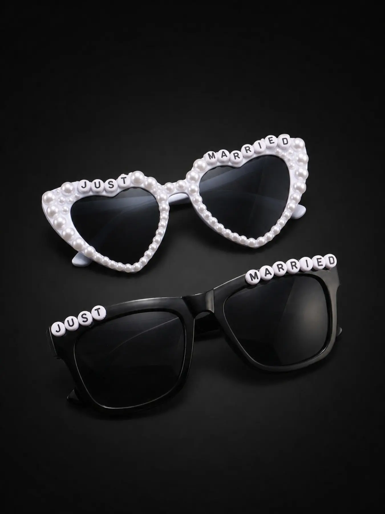 2 Pcs Bridal Wedding Sunglasses Set, Pearl Heart Shape Party Decorative Shades, Single Event Gift Photography Props Glasses