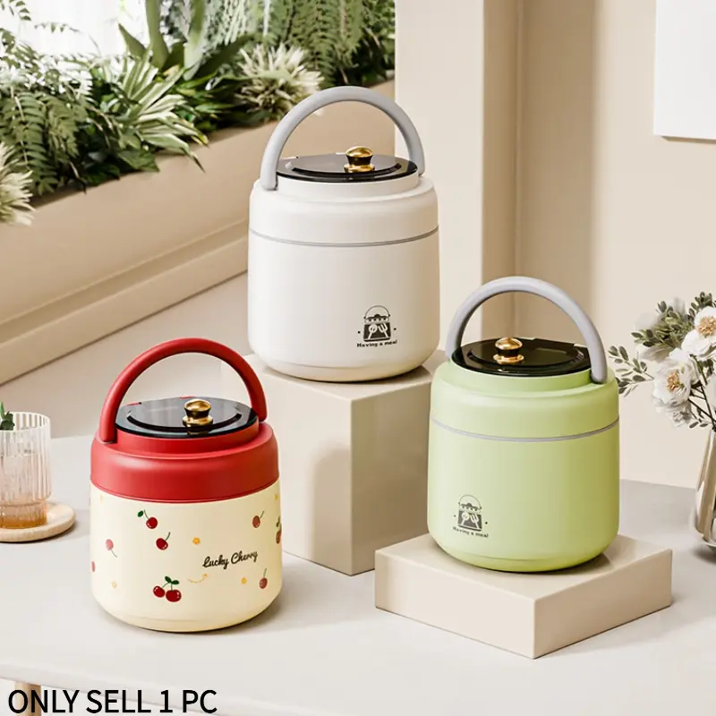304 stainless steel insulated food container, portable thermal lunch box with handle,,leak-proof insulated meal box,,reusable lunch box suitable for office workers, students and home use, To Go Food Containers
