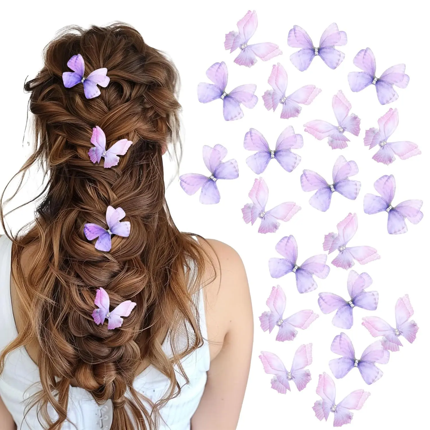 20 count Moving Butterfly Hair Clips For Women Moving Glitter  Realistic  Y2k Glitter Hair Barrettes Cute Hair Claws Kawaii Butterfly Hair Accessories For Teens Women Gifts