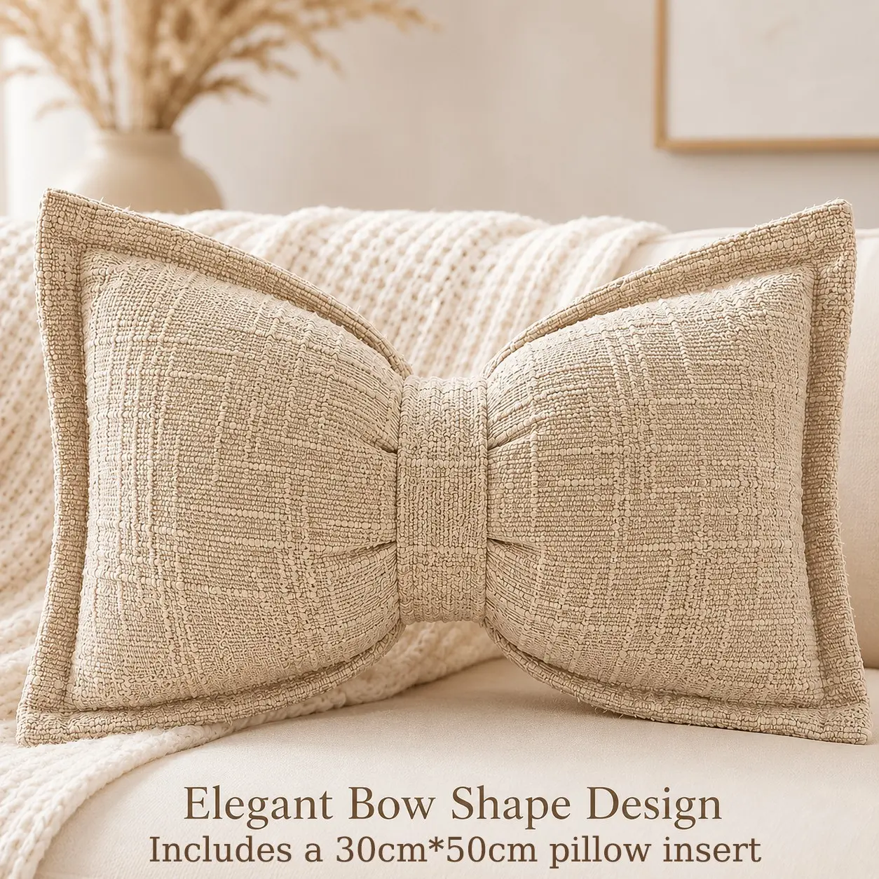 Boho Style Butterfly Knot Decorative Fabric Cushion Set, Comfortable Breathable, 30cmx50cm, Ideal for Sofa or Bedroom, Elegant Home Decoration