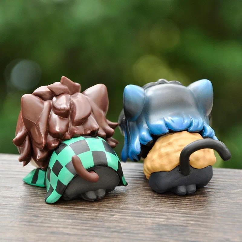 Demon Slayer: Cat Ears Figure Pose Model Table Decoration Cute Q Version Furniture Decoration Collectible Gift