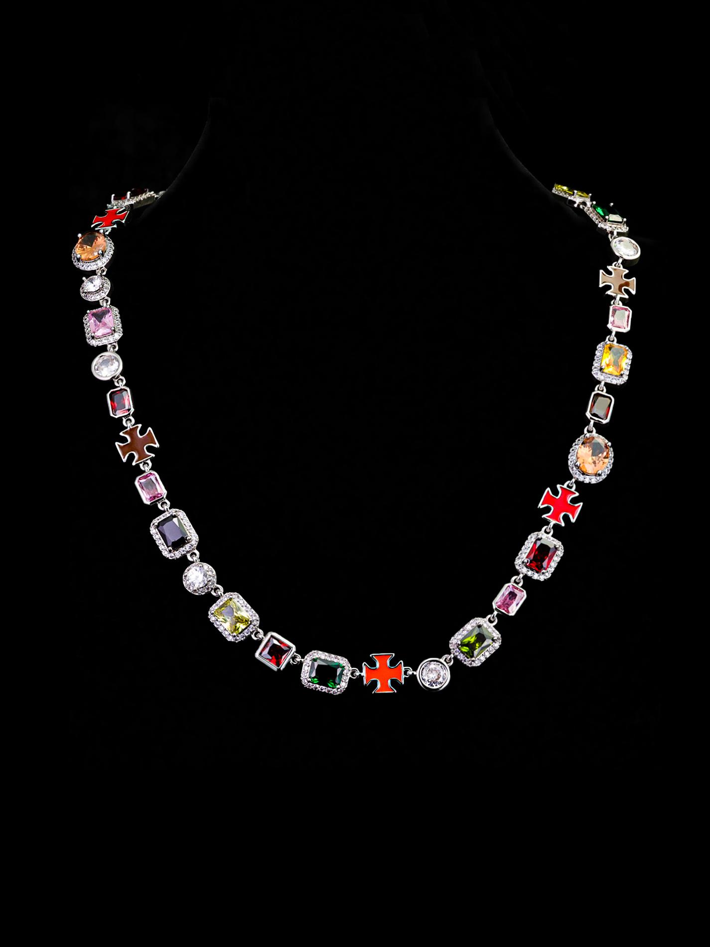 Colorful Faux Crystal Zirconia Necklace, Rhinestones Pendant Necklace, Zirconia Pendant, Light Luxury Holiday Gift for Others, Jewelry Accessories for Women & Girls