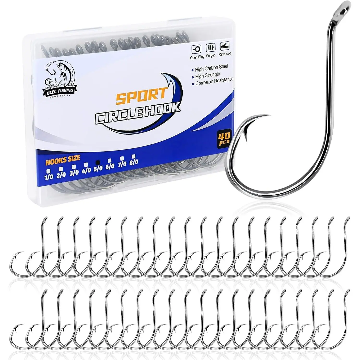 Circle Hooks Saltwater Fishing Hooks for Catfish Octopus Fish Hook | 2X  Offset Black High Carbon Steel Fishing Gear Tackle Freshwater 150/240PCS - Size:#1 1/0 2/0 3/0 4/0 5/0 6/0 8/0