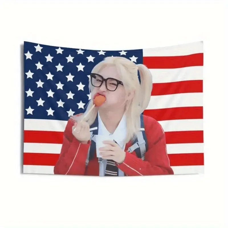 1pc of SKZ American Flag KPOP Concert Banner, Perfect for Decorating Bedrooms, Living Rooms, And Dorms, Comes with a Free Installation Kit