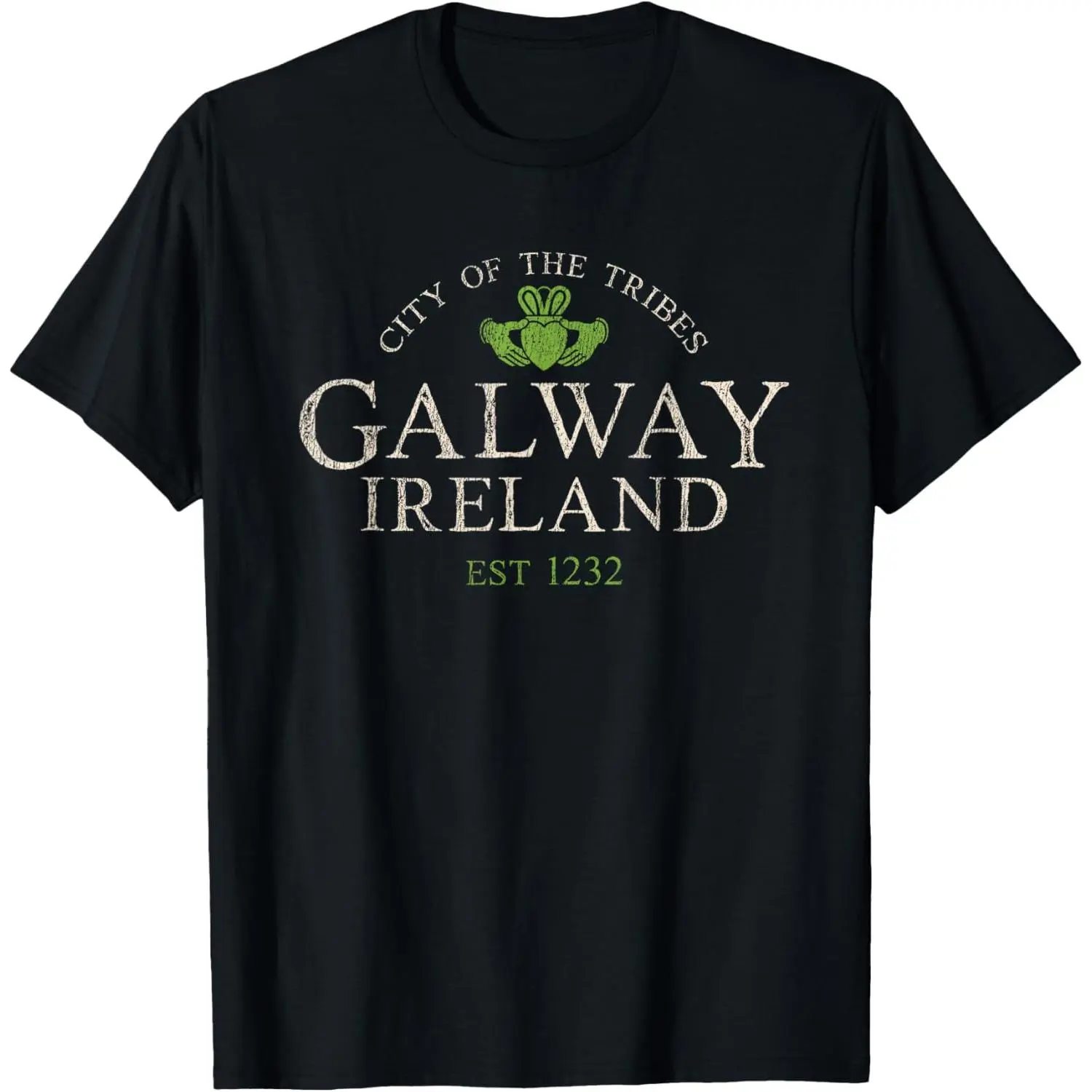 Claddagh Galway Ireland T-Shirt, Unisex Vintage Irish Souvenir Graphic Tee, Casual Breathable Short Sleeve Round Neck Top, Shortsleeve, Fashion, Menswear