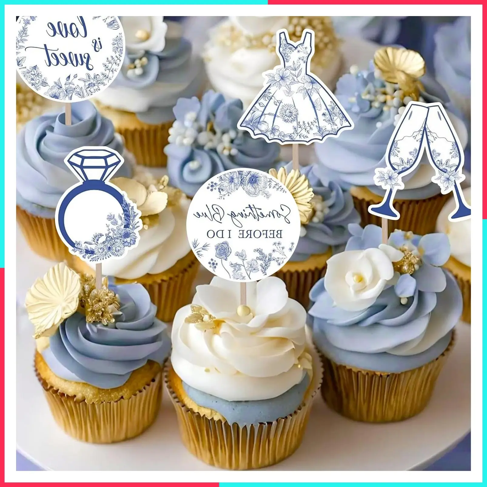Something Blue Before I Do Cupcake Topper for Bridal Shower Wedding Party