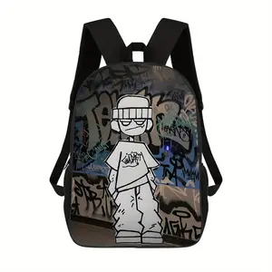 1-Piece Lightweight Black Neutral Printed Backpack, Printed Backpack - Adjustable Strap, Unisex School Bag, Leisure Travel and Commuter Bag, Zip Closure, Sports Gear Bag | Minimalist Design | Lightweight Backpack, Travel Backpack