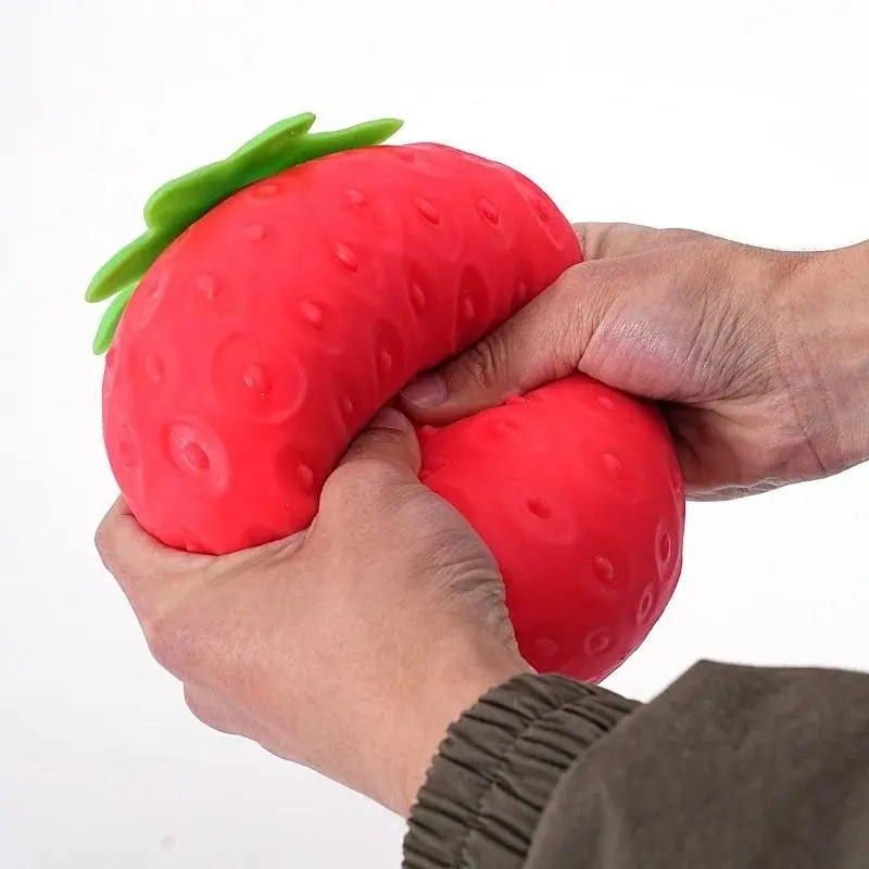 Giant Strawberry Squishy Toy Extra Large Size Strawberry Fidget Toys Slow Rising Shapeable Venting Ball for Adults Friends Gifts rubber band mellow stress anxiety