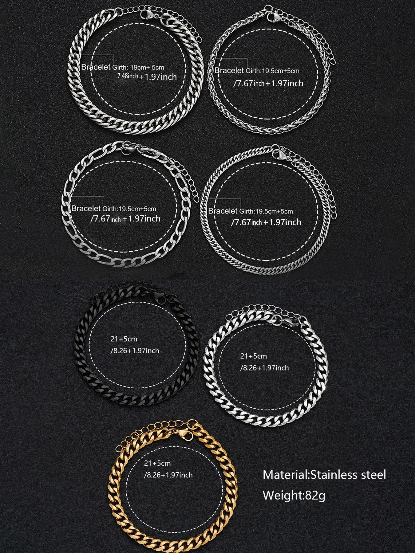 Men's Simple Plain Stainless Steel Link Chain High Quality Bracelet, Casual Fashionable Jewelry for Party, Daily Clothing Decor, Trendy All-match Elegant Jewelry Bracelet for Birthday Gift Couples Gifts, Stackable Bracelets Stack, Snake Chain Bracelet