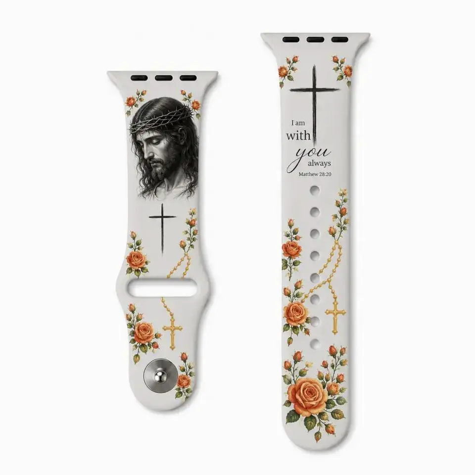 Smartwatch Replacement Strap, Viral Religious Scripture Silicone Watch Band, Christian Cross Faith Printed Wrist Accessory, Adjustable Unisex Soft Belt, Meaningful Believer Gift for Daily Worship & Casual Wear