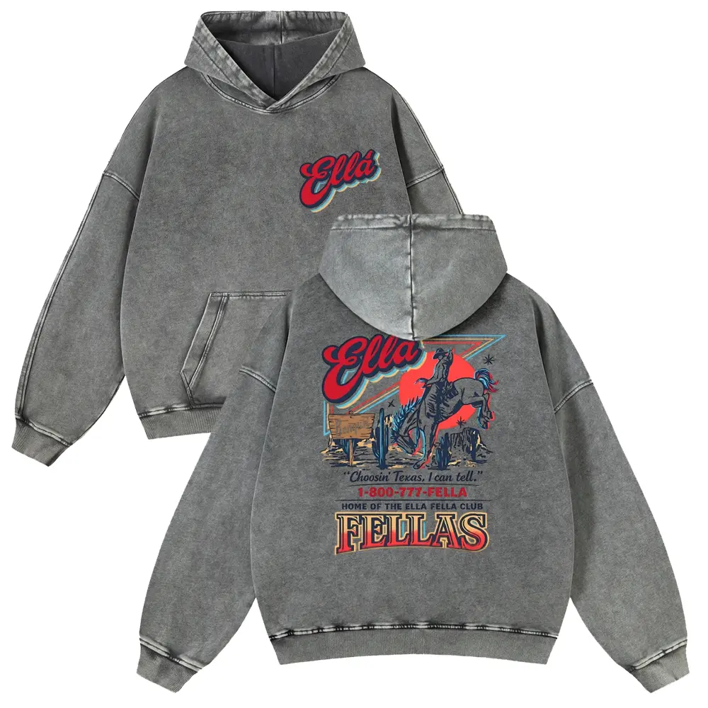 Men's Unisex Vintage Texas Cowboy Graphic Cotton Fabric Hoodie - Oversized Heavyweight Acid Wash Casual Sweatshirt, Charcoal Western Rodeo Retro Streetwear Hooded Top with Relaxed Fit for Jeans Pairing