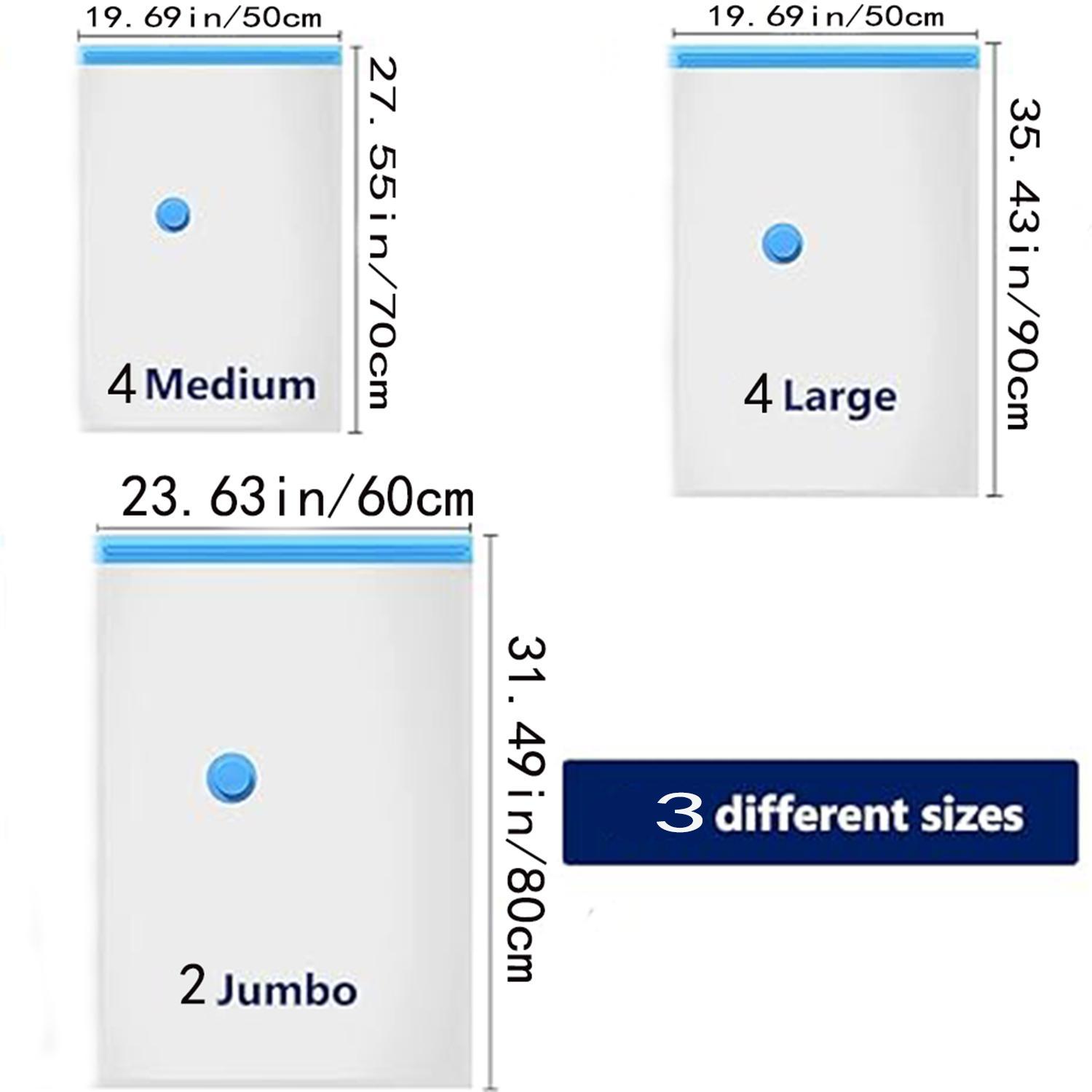 Summer Vacuum Storage Bag with Electric Pump, 10pcs Multi Size Vacuum Clothes Storage Bag & 1 Count Pump, Dustproof Organizer Storage Bag, Reusable Waterproof Space Saving Storage Bag, Space Saver Compression