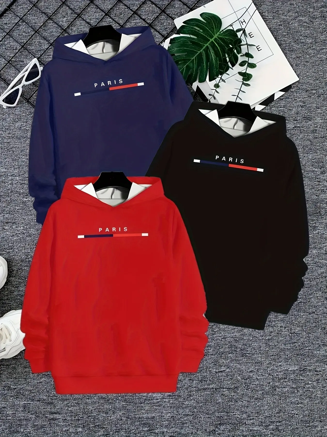 Boys' Trendy Hooded Pullover Set, Gradient Letter Print, Long Sleeve Slim Fit, Spring & Fall Essential, Perfect for Home and Work