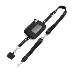 Adjustable Crossbody Phone Lanyard with Zippered Pouch - Clip and Go Strap for Phone and Wallet, Hands-Free Multifuctional Cell Phone Strap for Women/Men, Perfect for Travel, Running, Shopping