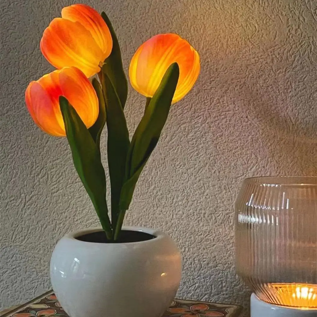 Tulip Lamp - LED Replica Tulip Table Lamp with Flower Vase for Desktop Decoration. Suitable for home, living room, desktop decoration, holiday gifts, atmosphere decoration lamps. Powered by USB