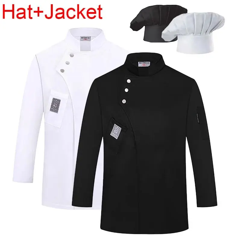 Profession Cook Jacket and Cooking Cap Food service Kitchen Work Uniform Set Restaurant Chef Costume Bakery Cafe Workwear