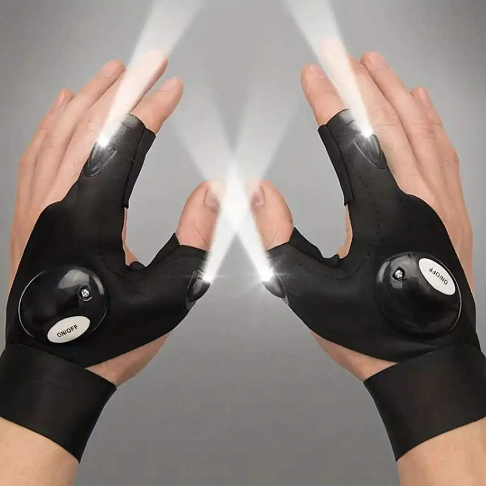 Water‑Resistant Rechargeable LED Glove Flashlight, Luminous Fishing Gloves, Emergency Maintenance Lighting Gloves Finger Lights.