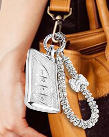 for Lexus Key Fob Cover with Luxury Diamond Braided Keychain, Upgraded Soft Case for ES LC LS (2018-2022), GX UX (2019-2022), NX/RC (2022) (4 buttons) Shell (Gold, B1)