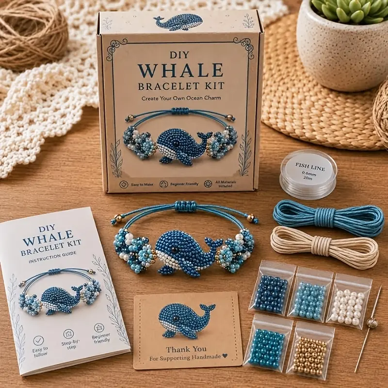 3D Animal Bead Bracelet Making Kit, All-in-One Handmade Beading Material Supplies with Full-Color Instruction Manual, DIY Animal Jewelry Craft Starter Set for Beginners & Craft Enthusiasts