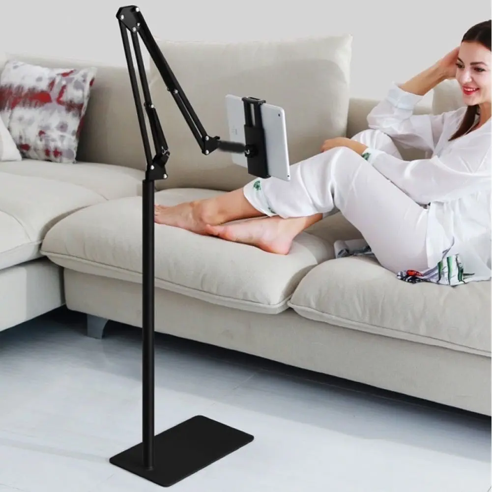 Adjustable Floor Tablet Stand, Ipad Stand Floor, Universal Phone Holder with 360° Rotation, Ideal for Bed Sofa & Home Use, Versatile Media Support